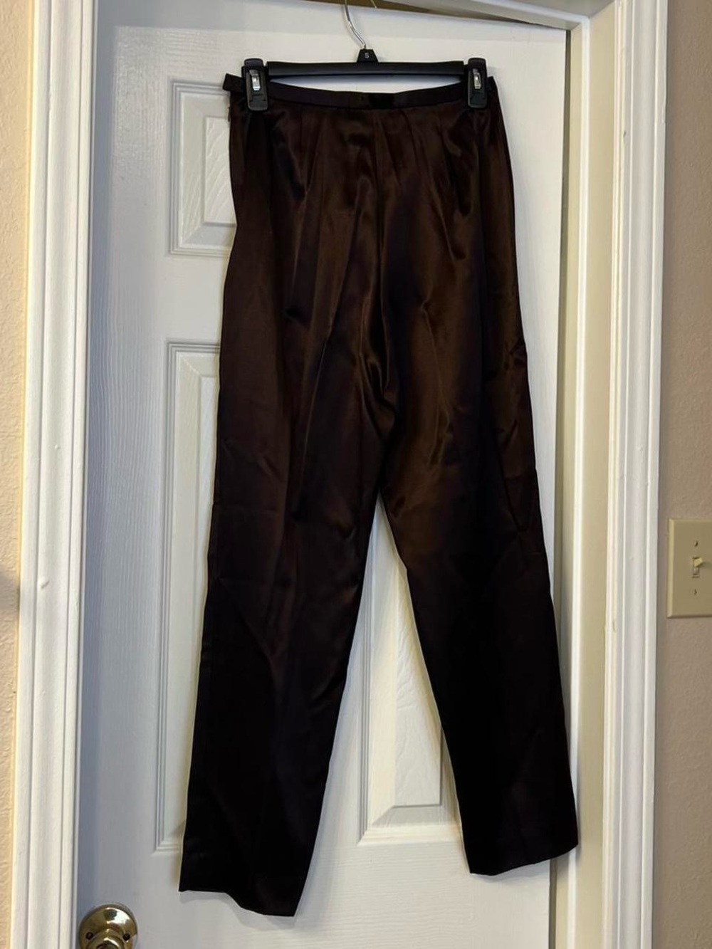 YL by Yair Women's Dark Brown Satin Trousers